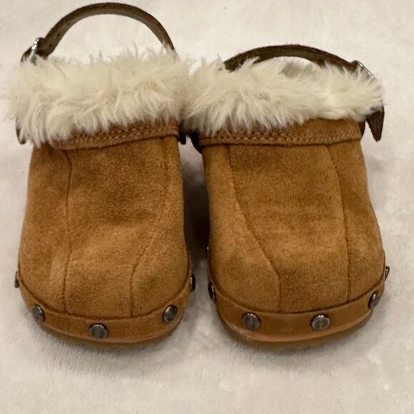 Faded Glory Kids Suede Clog Shoes sz 7 Toddler Slip On Clogs Fur Lined Clogs - Picture 6 of 6